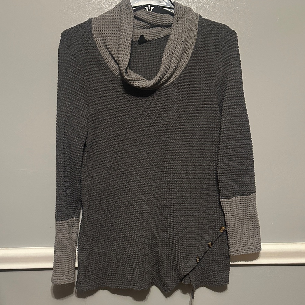SHEIN Charcoal and Light Gray Cowl Neck Sweater